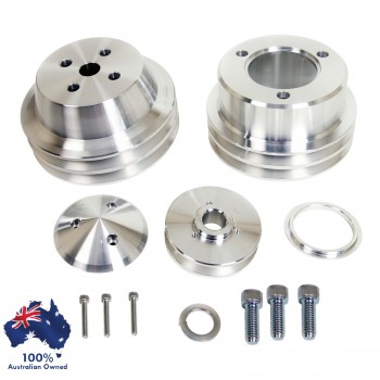 FORD FALCON MUSTANG WINDSOR 289 302 351W PULLEY SET 2 GROOVE WATER PUMP CRANK & ALT - 3 BOLT 1964-69